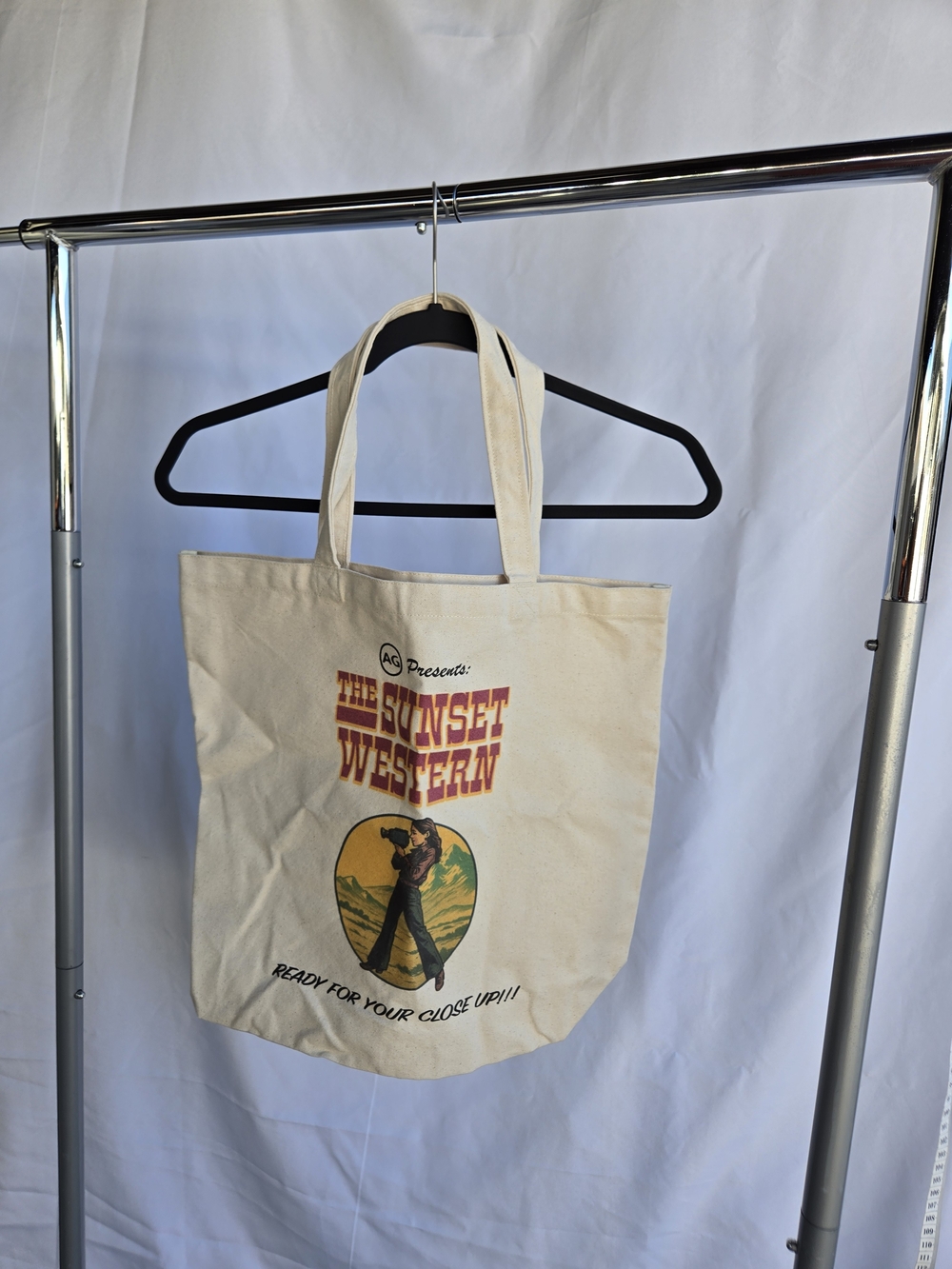 Ag Adriano Goldschmied Cream Graphic Canvas Tote with Red and Yellow Print